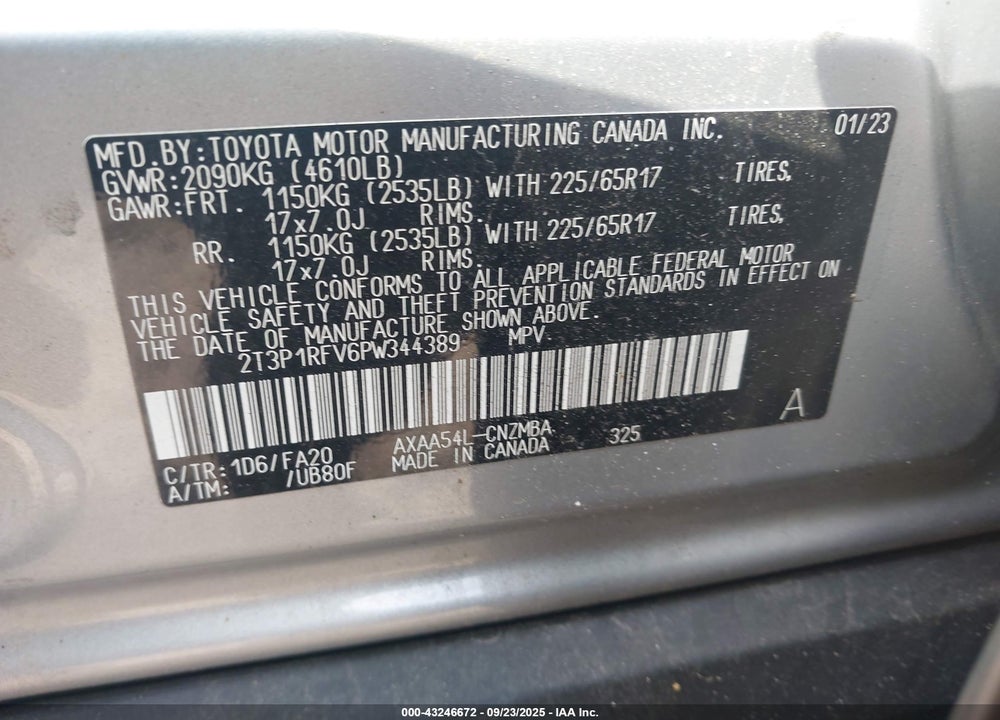 2023 TOYOTA RAV4 XLE VIN: 2T3P1RFV6PW344389