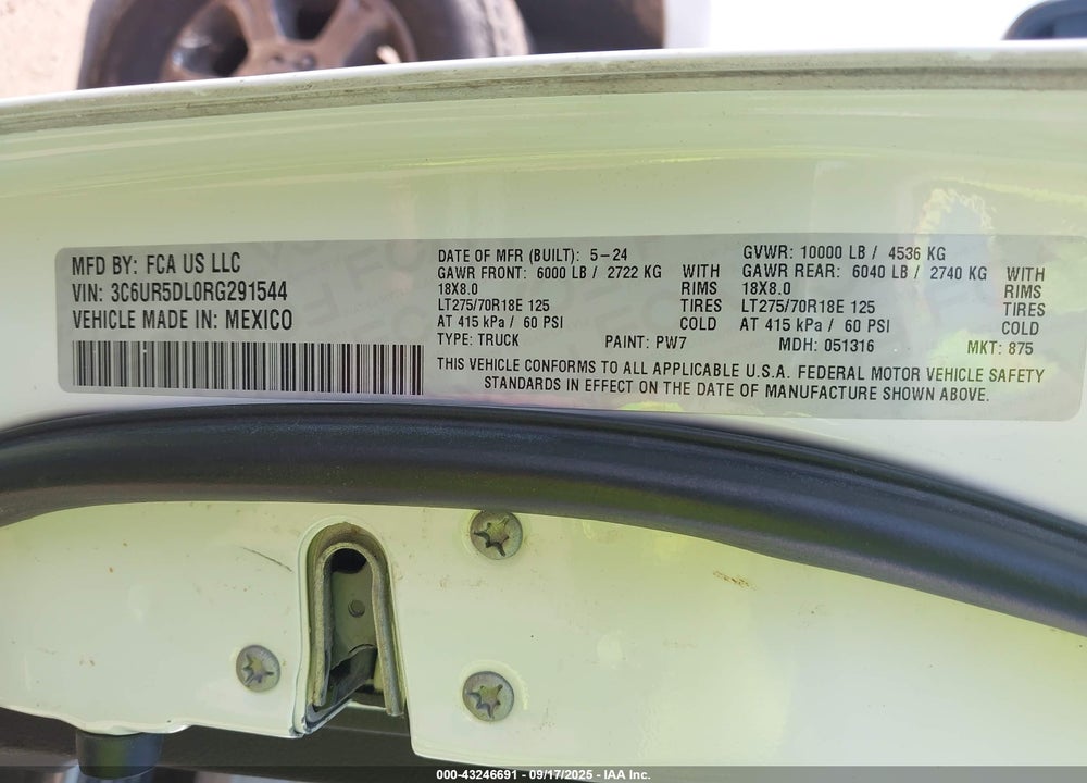 2024 RAM 2500 VIN: 3C6UR5DL0RG291544