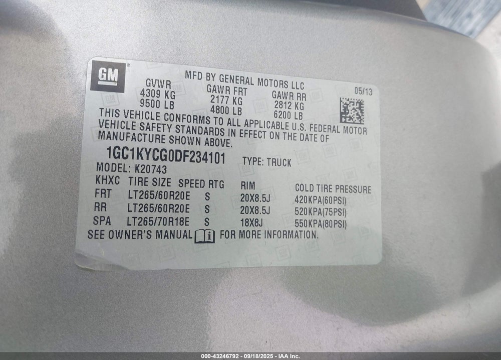 2013 CHEVROLET SILVERADO 2500HD LTZ VIN: 1GC1KYCG0DF234101