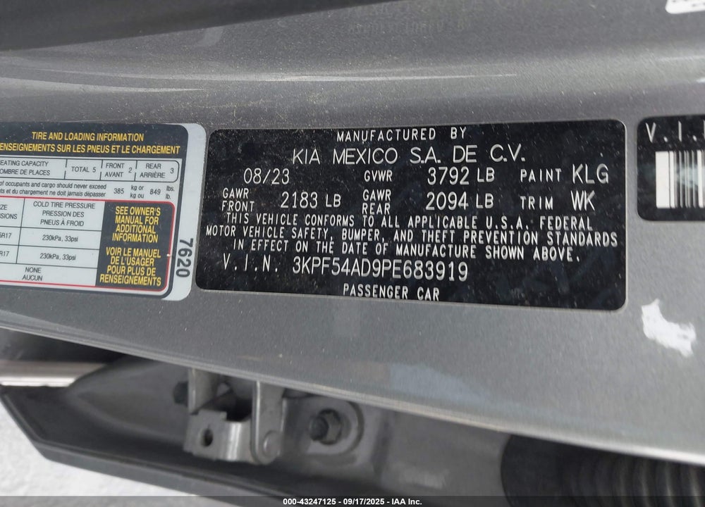 2023 KIA FORTE VIN: 3KPF54AD9PE683919
