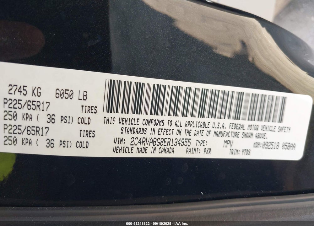 2014 VOLKSWAGEN ROUTAN SE VIN: 2C4RVABG8ER134955