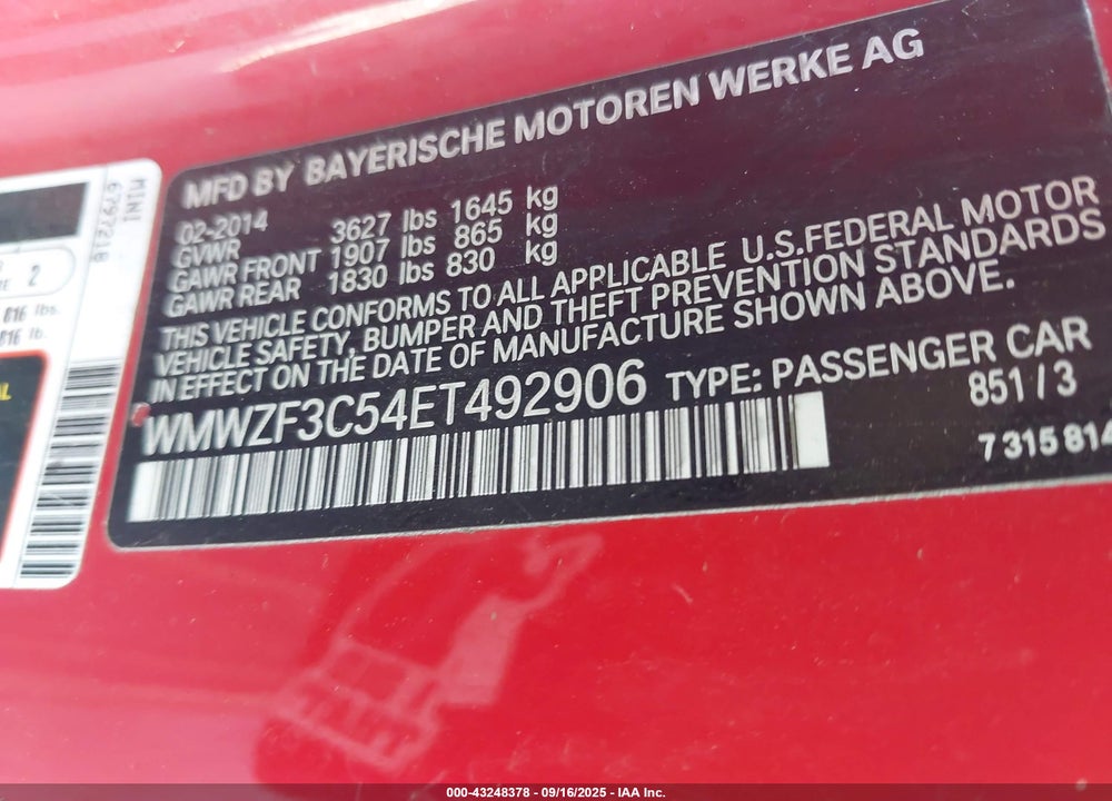 2014 MINI CLUBMAN COOPER VIN: WMWZF3C54ET492906