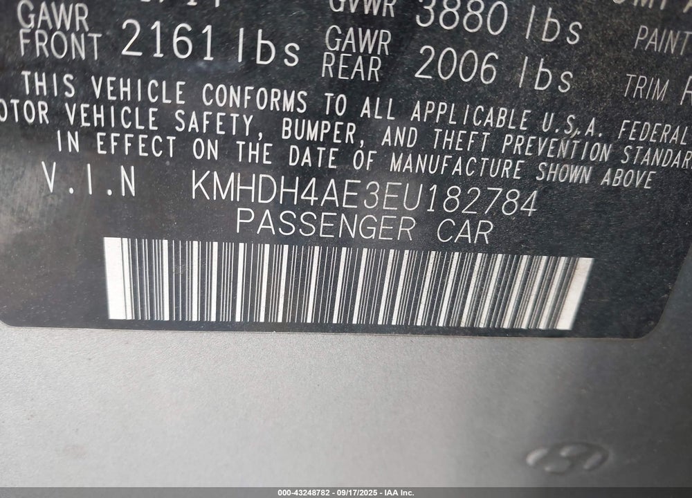 2014 HYUNDAI ELANTRA SE VIN: KMHDH4AE3EU182784