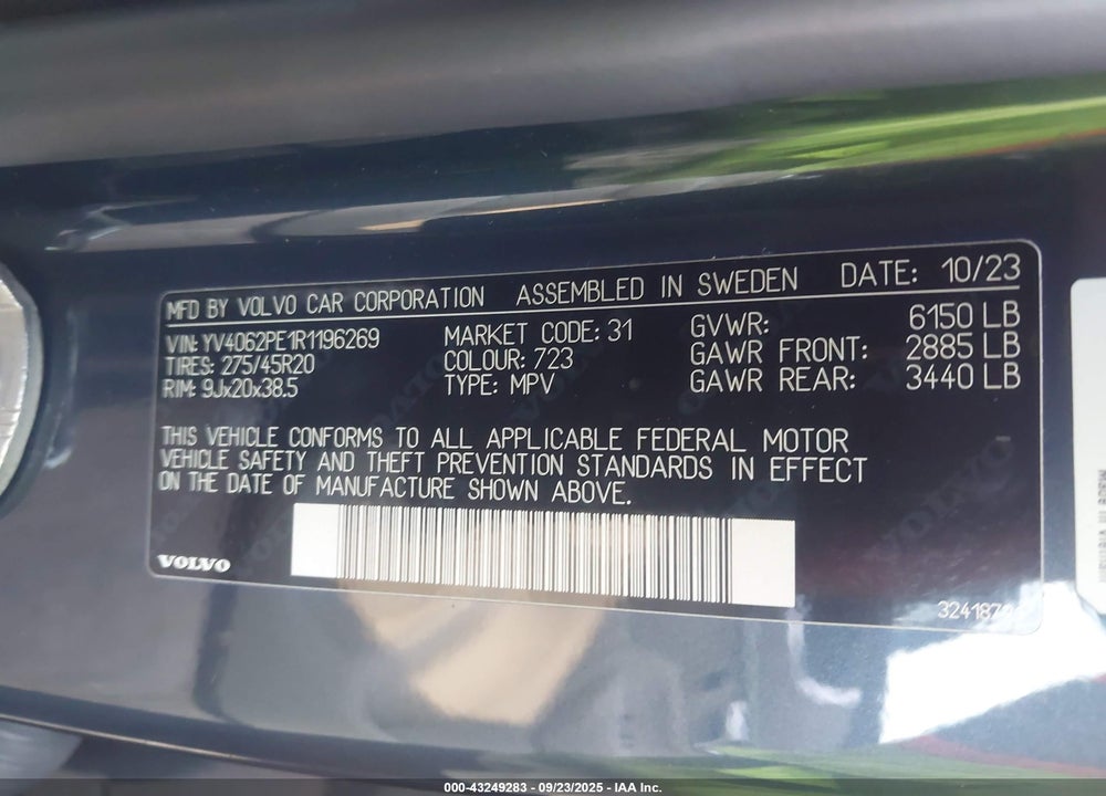 2024 VOLVO XC90 VIN: YV4062PE1R1196269