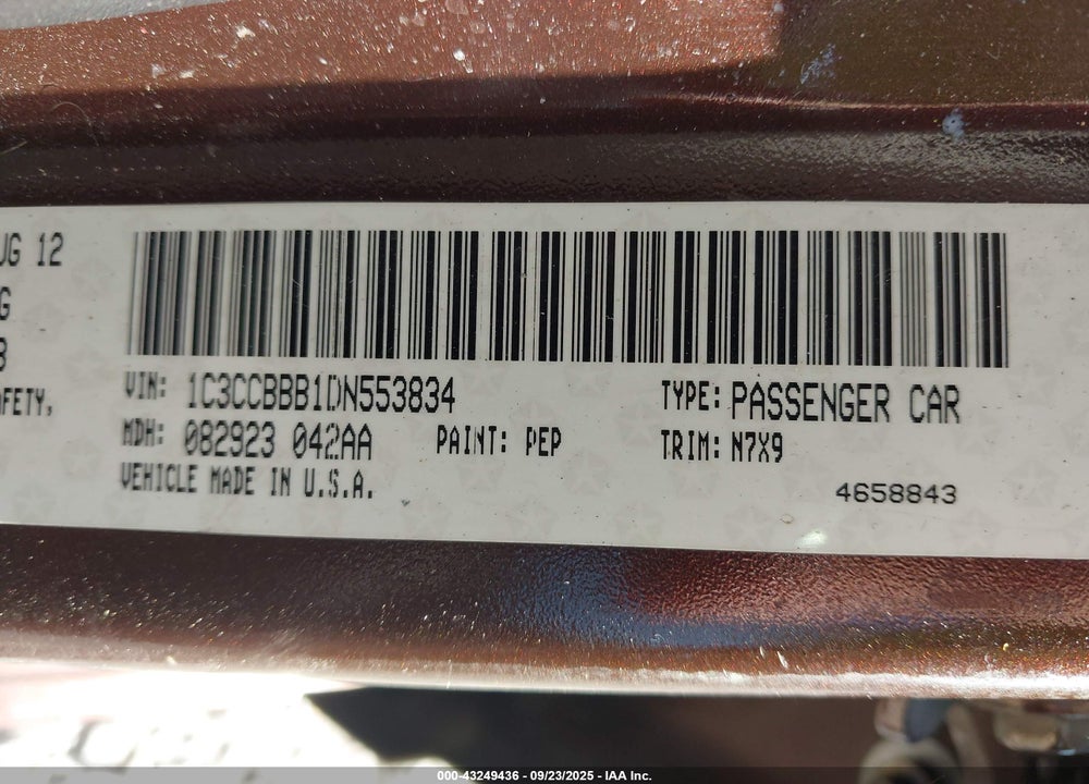 2013 CHRYSLER 200 VIN: 1C3CCBBB1DN553834
