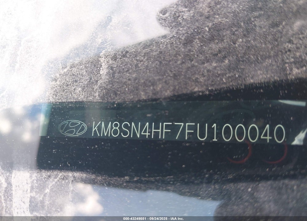 2015 HYUNDAI SANTA FE VIN: KM8SN4HF7FU100040