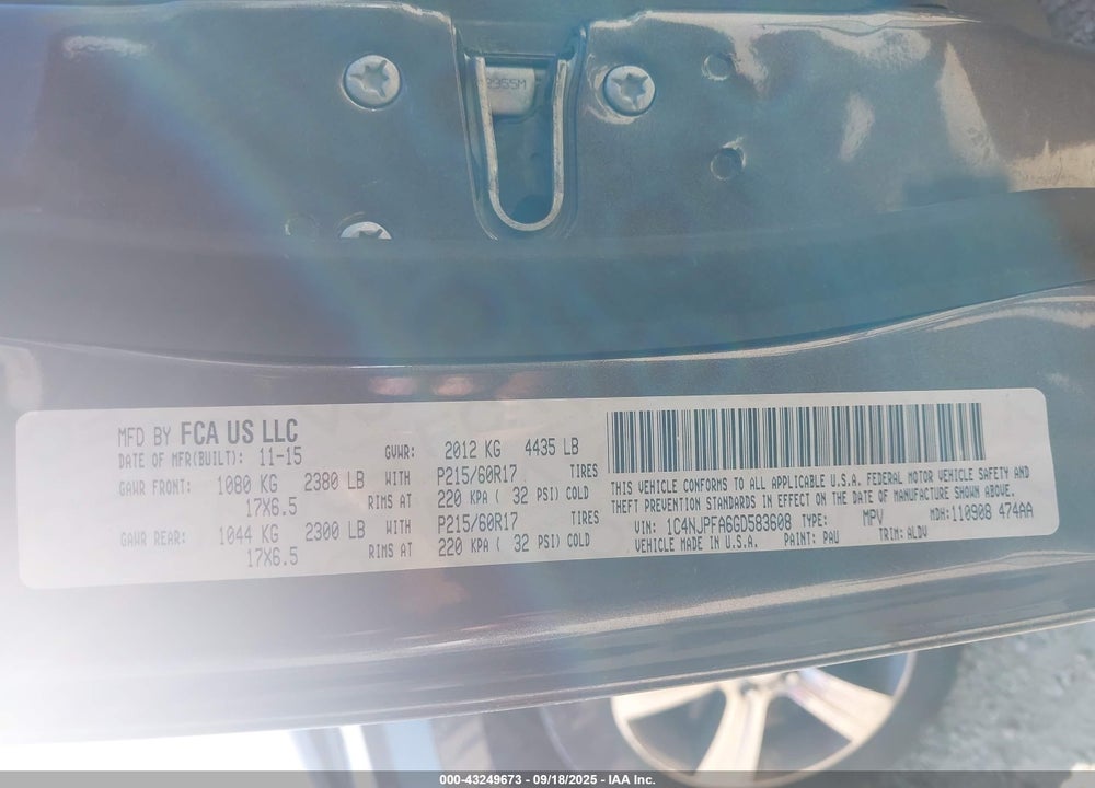 2016 JEEP PATRIOT HIGH ALTITUDE EDITION VIN: 1C4NJPFA6GD583608