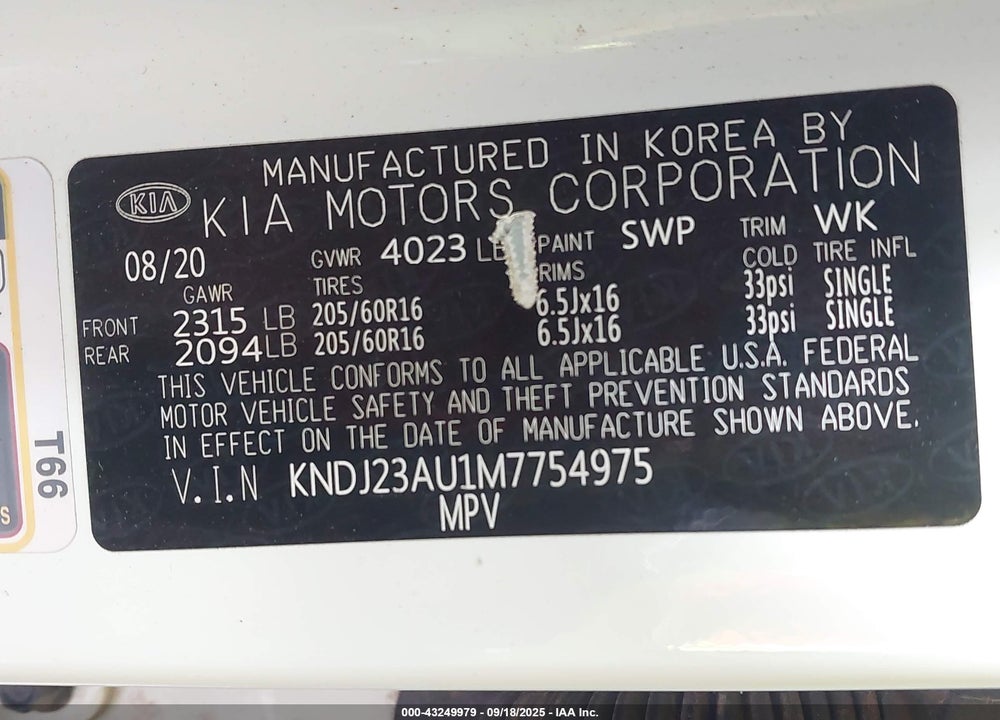 2021 KIA SOUL !/+/S VIN: KNDJ23AU1M7754975