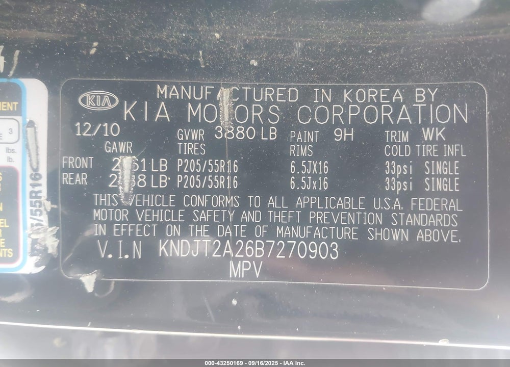 2011 KIA SOUL VIN: KNDJT2A26B7270903