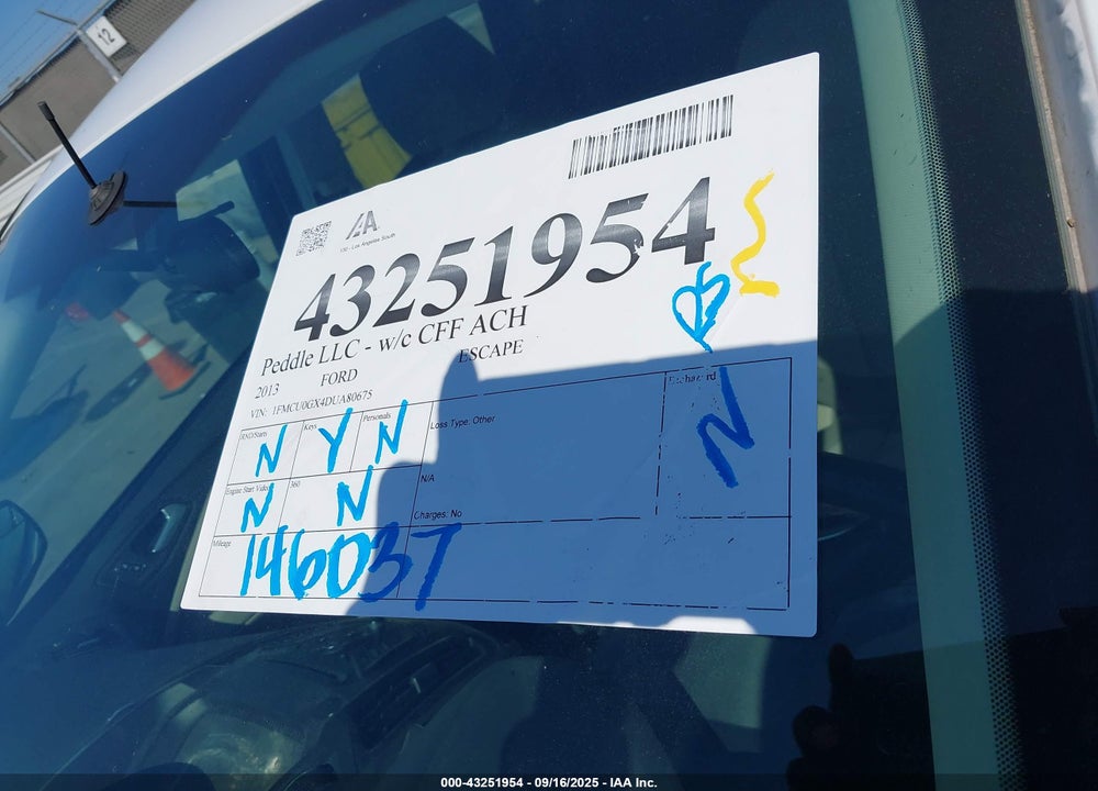 2013 FORD ESCAPE VIN: 1FMCU0GX4DUA80675