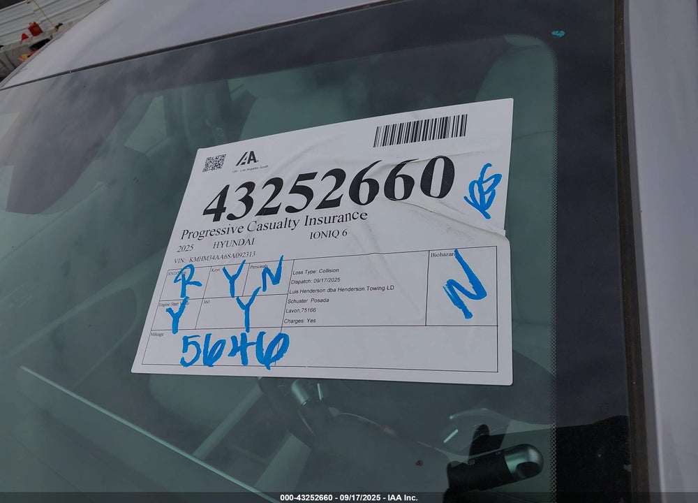 2025 HYUNDAI IONIQ 6 VIN: KMHM34AA6SA092313