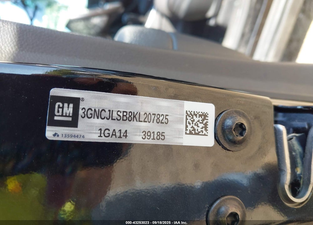 2019 CHEVROLET TRAX VIN: 3GNCJLSB8KL207825