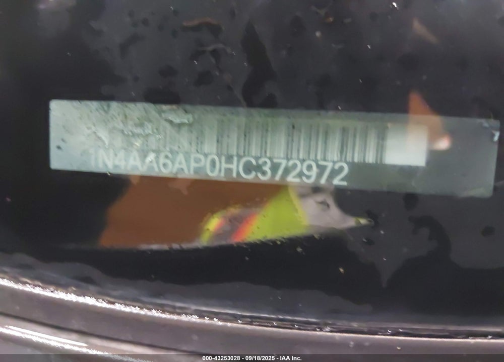 2017 NISSAN MAXIMA VIN: 1N4AA6AP0HC372972