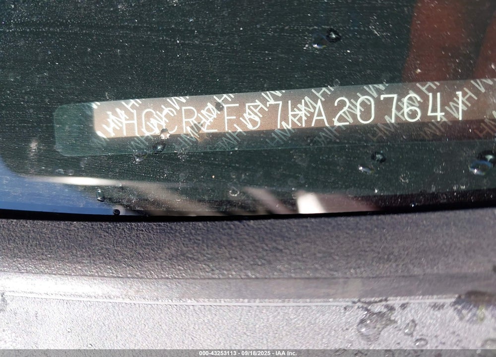 2017 HONDA ACCORD VIN: 1HGCR2F57HA207641