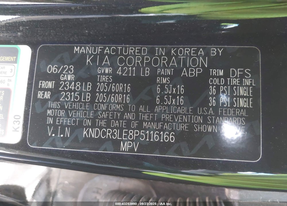 2023 KIA NIRO EX VIN: KNDCR3LE8P5116166
