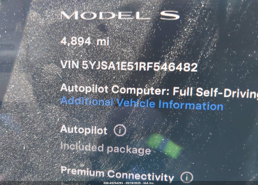 2024 TESLA MODEL S VIN: 5YJSA1E51RF546482