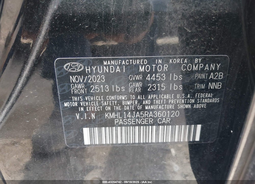 2024 HYUNDAI SONATA SEL VIN: KMHL14JA5RA360120