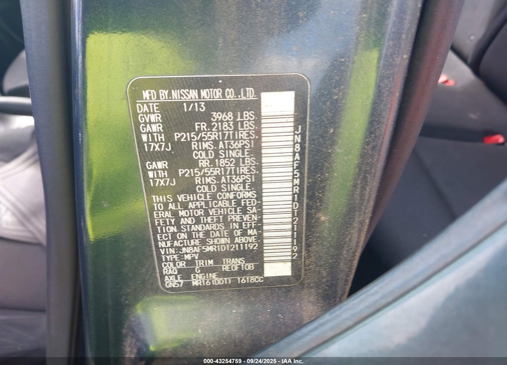 2013 NISSAN JUKE VIN: JN8AF5MR1DT211192