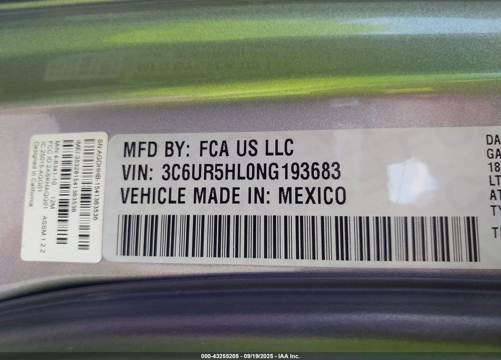 2022 RAM 2500 VIN: 3C6UR5HL0NG193683