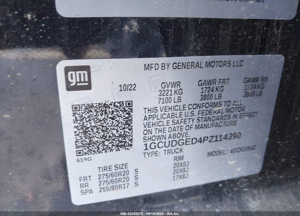 2023 CHEVROLET SILVERADO 1500 VIN: 1GCUDGED4PZ114390