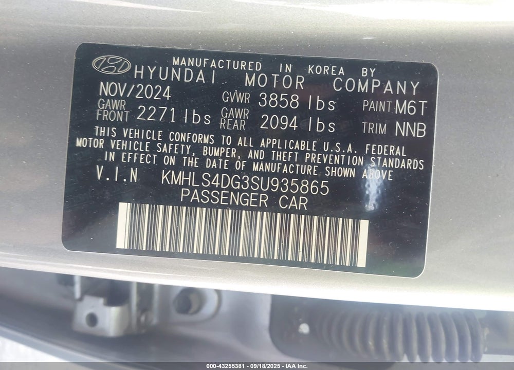 2025 HYUNDAI ELANTRA VIN: KMHLS4DG3SU935865