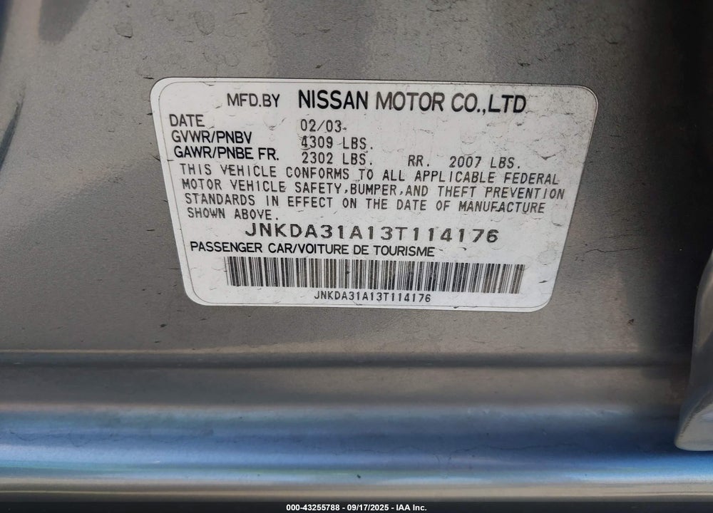 2003 INFINITI I35 LUXURY VIN: JNKDA31A13T114176