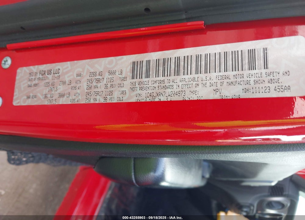 2020 JEEP WRANGLER SPORT S 4X4 VIN: 1C4GJXAN7LW204973