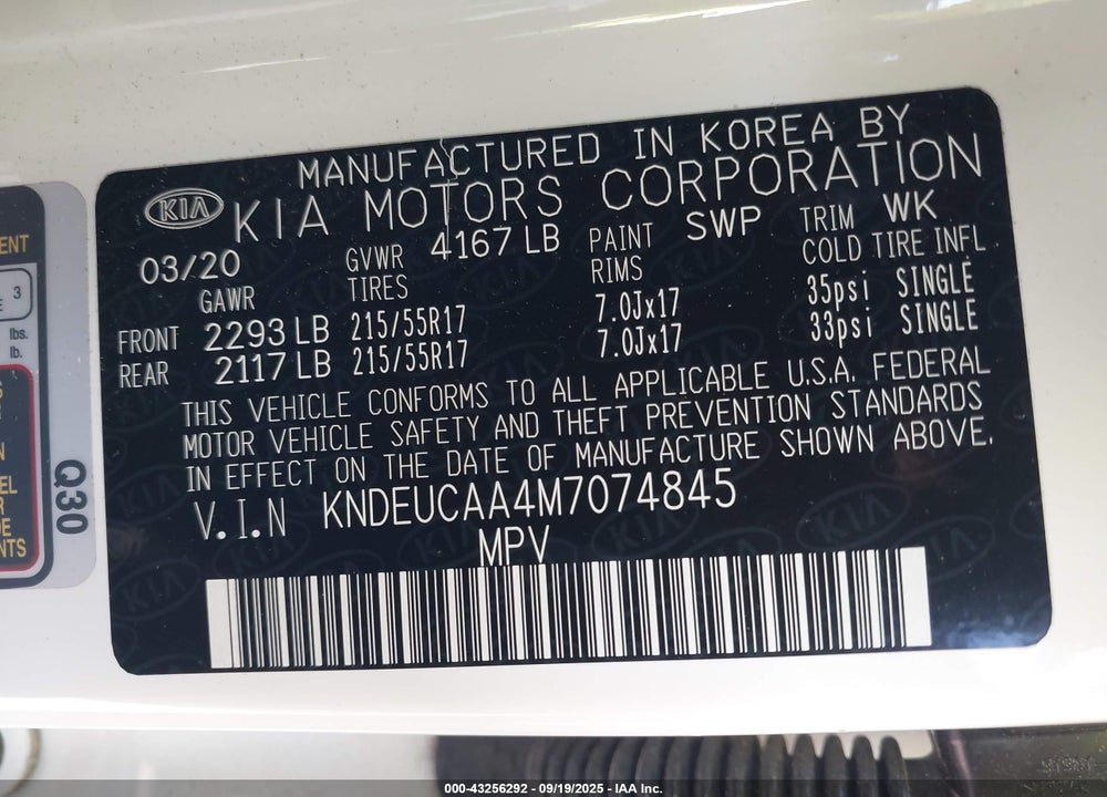 2021 KIA SELTOS S VIN: KNDEUCAA4M7074845
