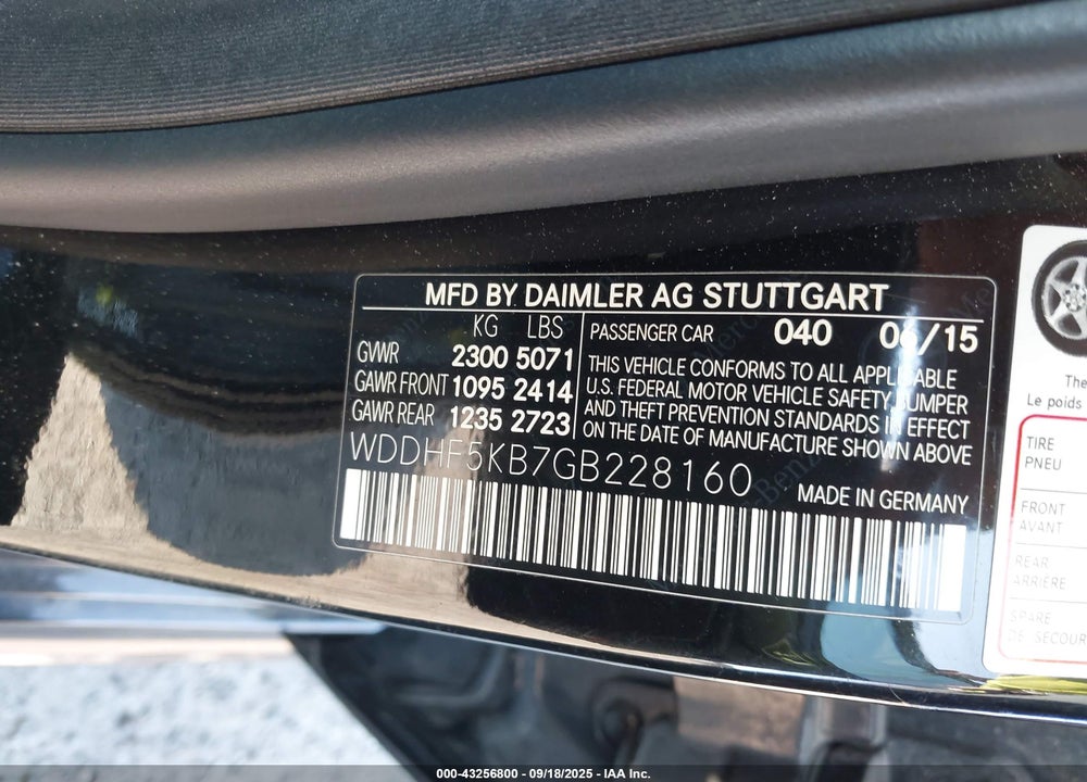 2016 MERCEDES-BENZ E-CLASS VIN: WDDHF5KB7GB228160