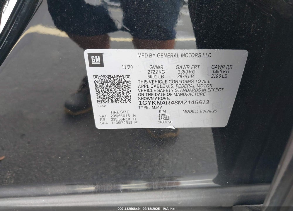2021 CADILLAC XT5 VIN: 1GYKNAR48MZ145613