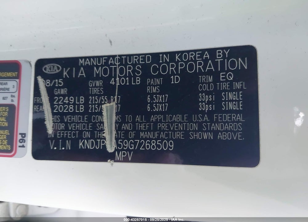 2016 KIA SOUL VIN: KNDJP3A59G7268509