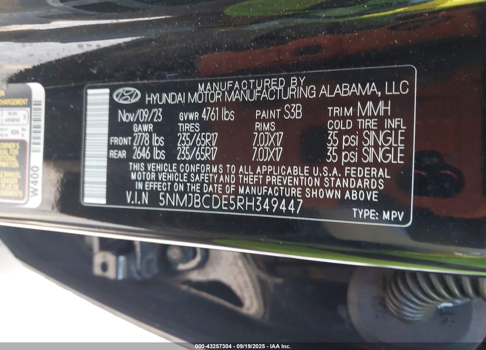 2024 HYUNDAI TUCSON SEL VIN: 5NMJBCDE5RH349447