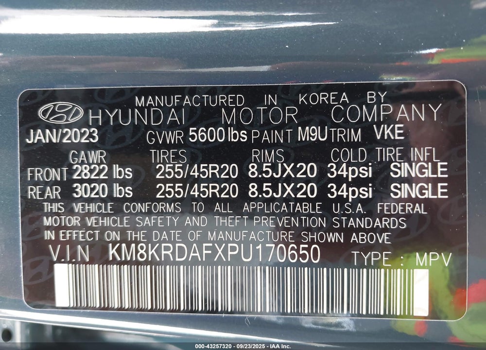 2023 HYUNDAI IONIQ 5 LIMITED VIN: KM8KRDAFXPU170650