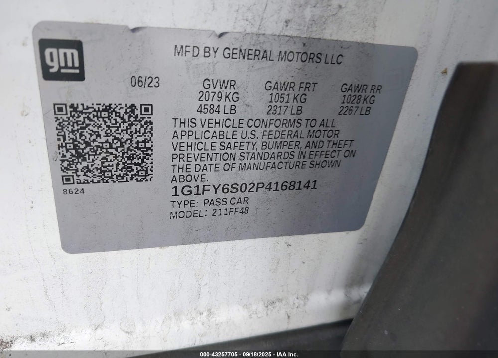 2023 CHEVROLET BOLT EUV FWD LT VIN: 1G1FY6S02P4168141
