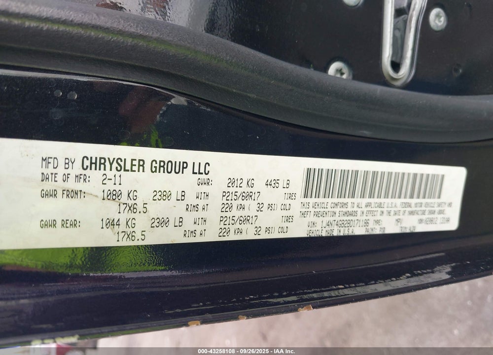 2011 JEEP PATRIOT VIN: 1J4NT4GB2BD171186