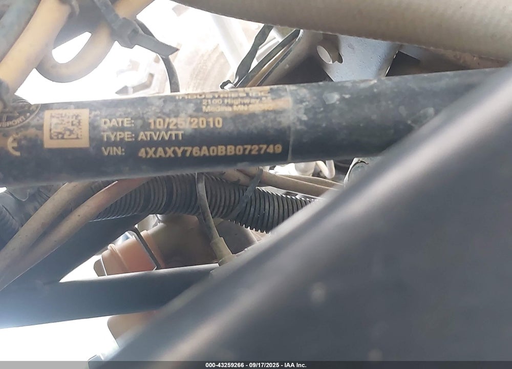 2011 POLARIS RANGER RZR 4 VIN: 4XAXY76A0BB072749
