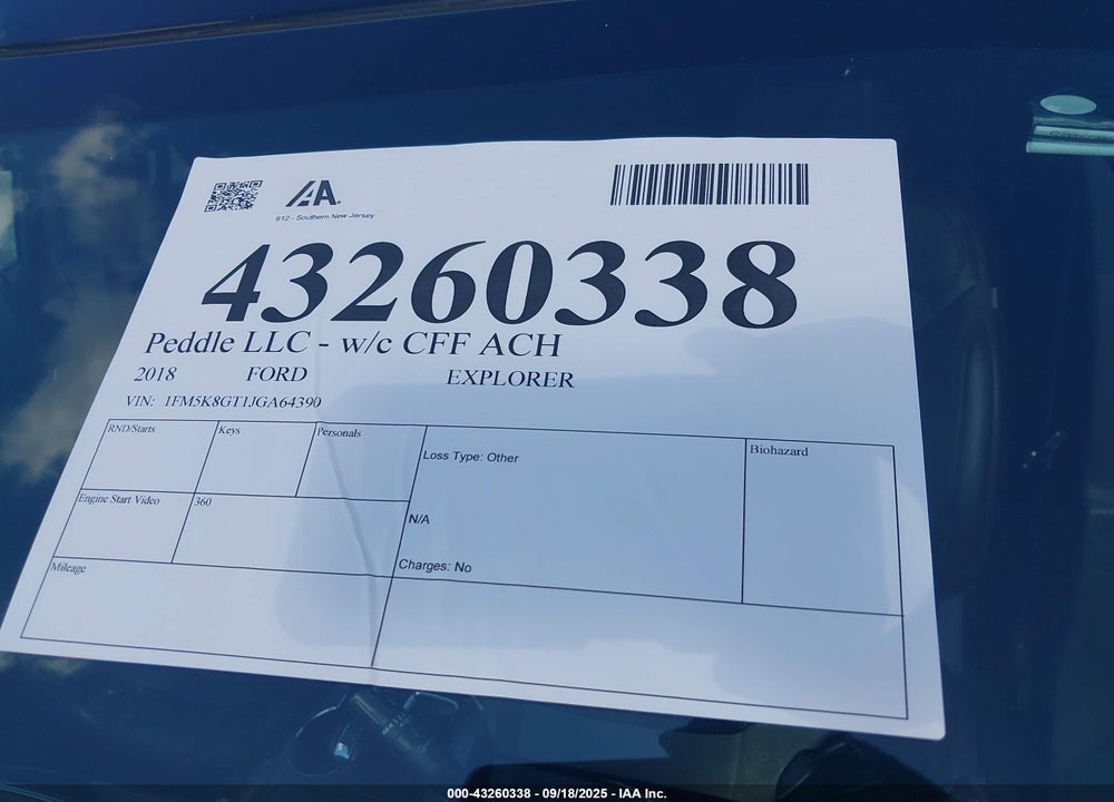 2018 FORD EXPLORER SPORT VIN: 1FM5K8GT1JGA64390