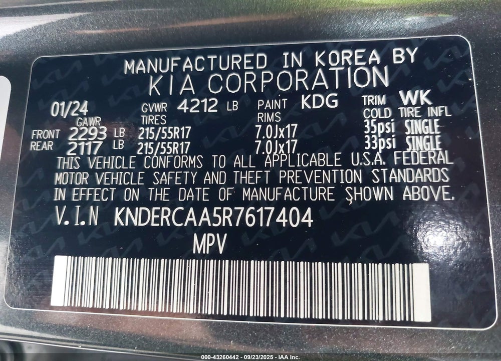 2024 KIA SELTOS VIN: KNDERCAA5R7617404