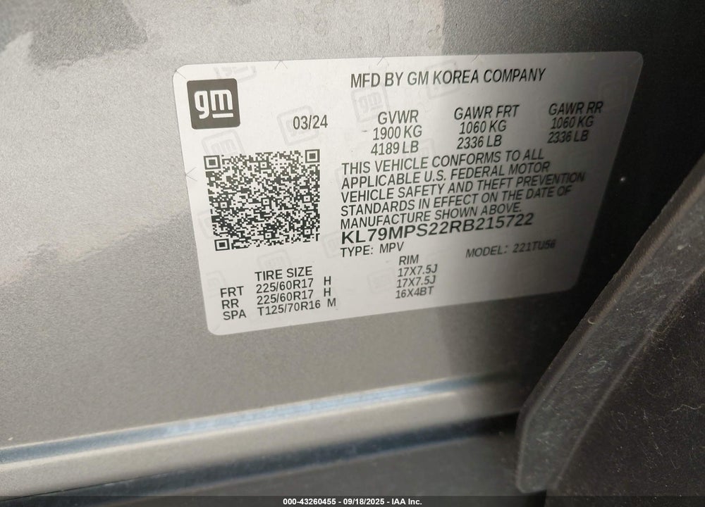 2024 CHEVROLET TRAILBLAZER VIN: KL79MPS22RB215722