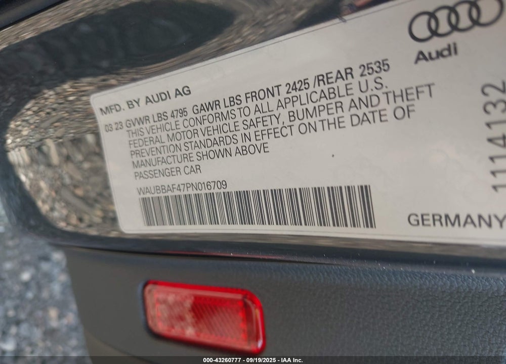 2023 AUDI A4 PREMIUM PLUS 40 TFSI QUATTRO S TRONIC VIN: WAUBBAF47PN016709