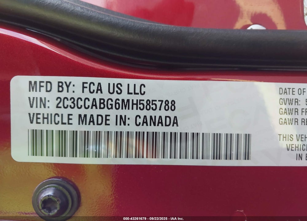 2021 CHRYSLER 300 300S VIN: 2C3CCABG6MH585788
