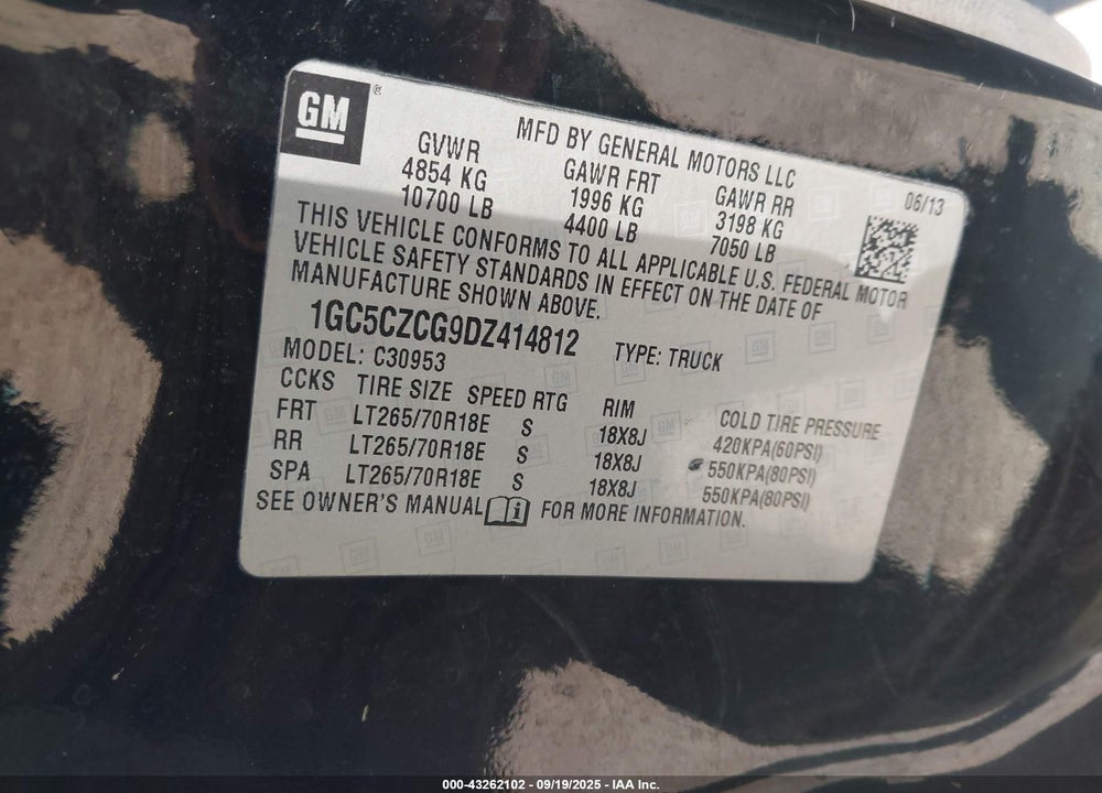 2013 CHEVROLET SILVERADO 3500HD WORK TRUCK VIN: 1GC5CZCG9DZ414812