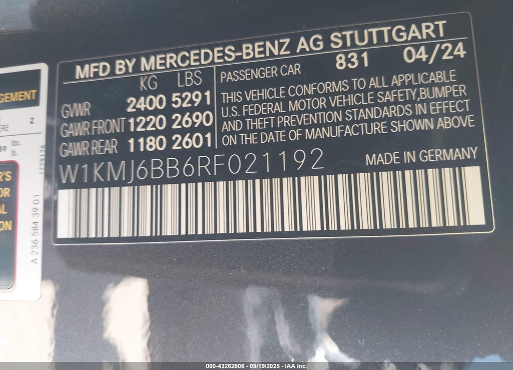 2024 MERCEDES-BENZ CLE-CLASS VIN: W1KMJ6BB6RF021192
