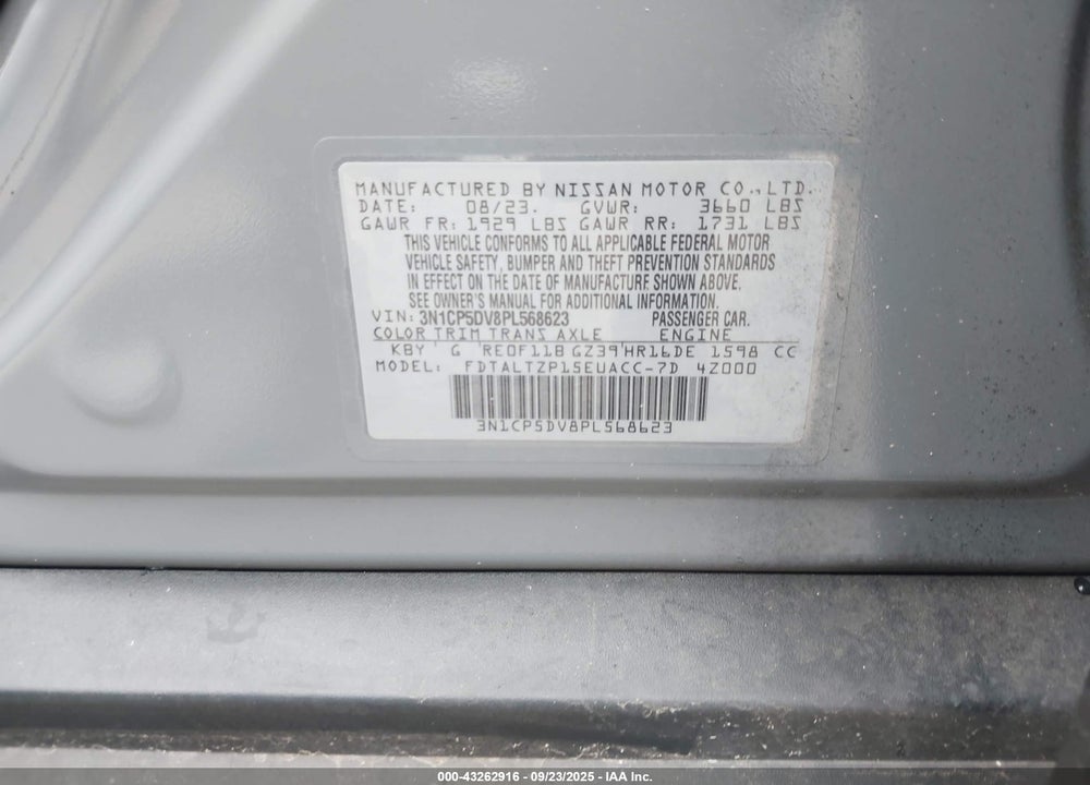 2023 NISSAN KICKS SR XTRONIC CVT VIN: 3N1CP5DV8PL568623
