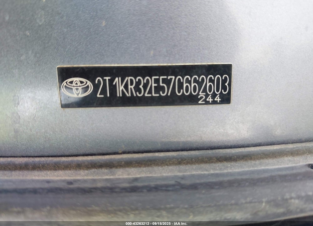 2007 TOYOTA MATRIX VIN: 2T1KR32E57C662603