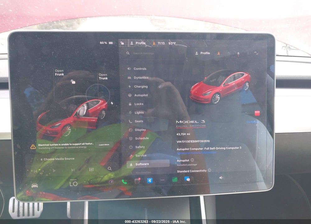 2019 TESLA MODEL 3 LONG RANGE/PERFORMANCE VIN: 5YJ3E1EB8KF393510
