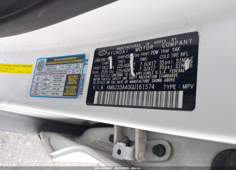 2016 HYUNDAI TUCSON SE VIN: KM8J33A40GU161574