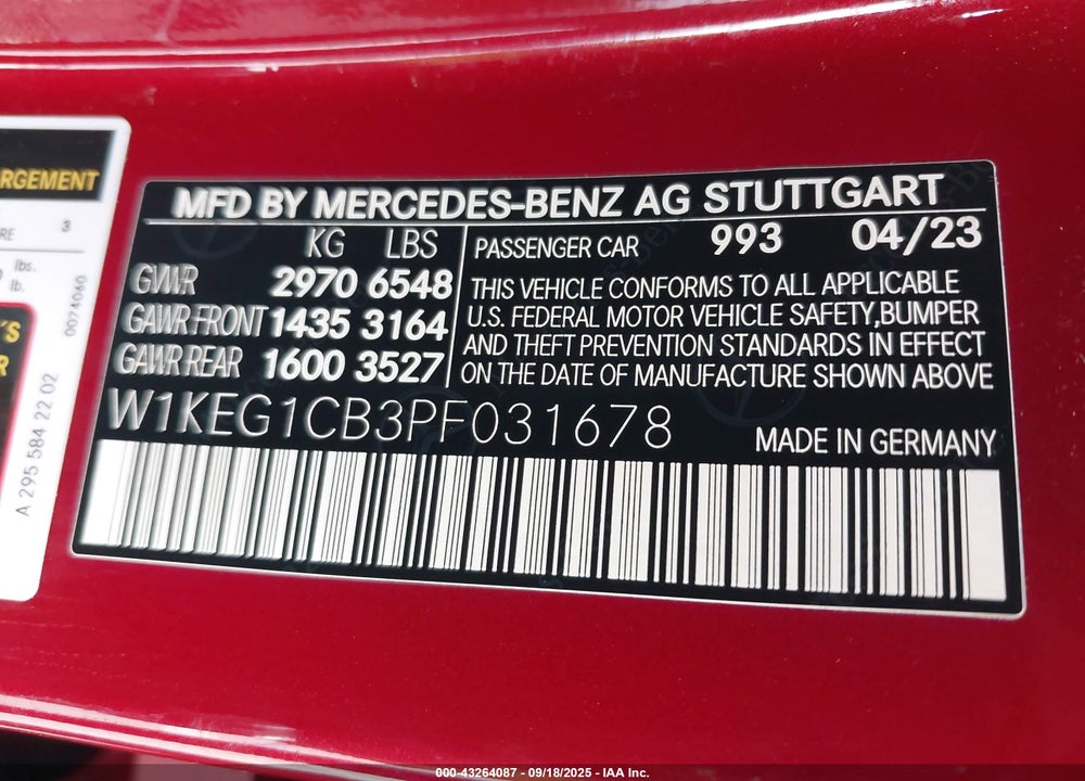 2023 MERCEDES-BENZ EQE 350 4MATIC VIN: W1KEG1CB3PF031678