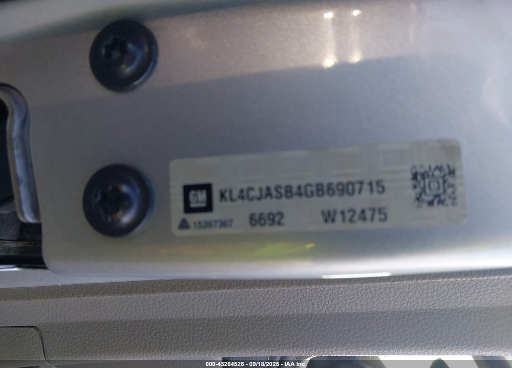 2016 BUICK ENCORE VIN: KL4CJASB4GB690715