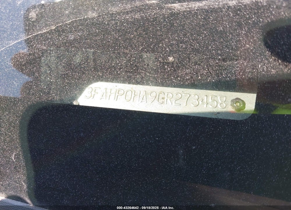 2012 FORD FUSION VIN: 3FAHP0HA9CR273458